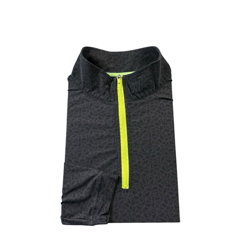 SWAG Black Skull‎ AOP Half Zip Performance Golf Pullover Size Medium